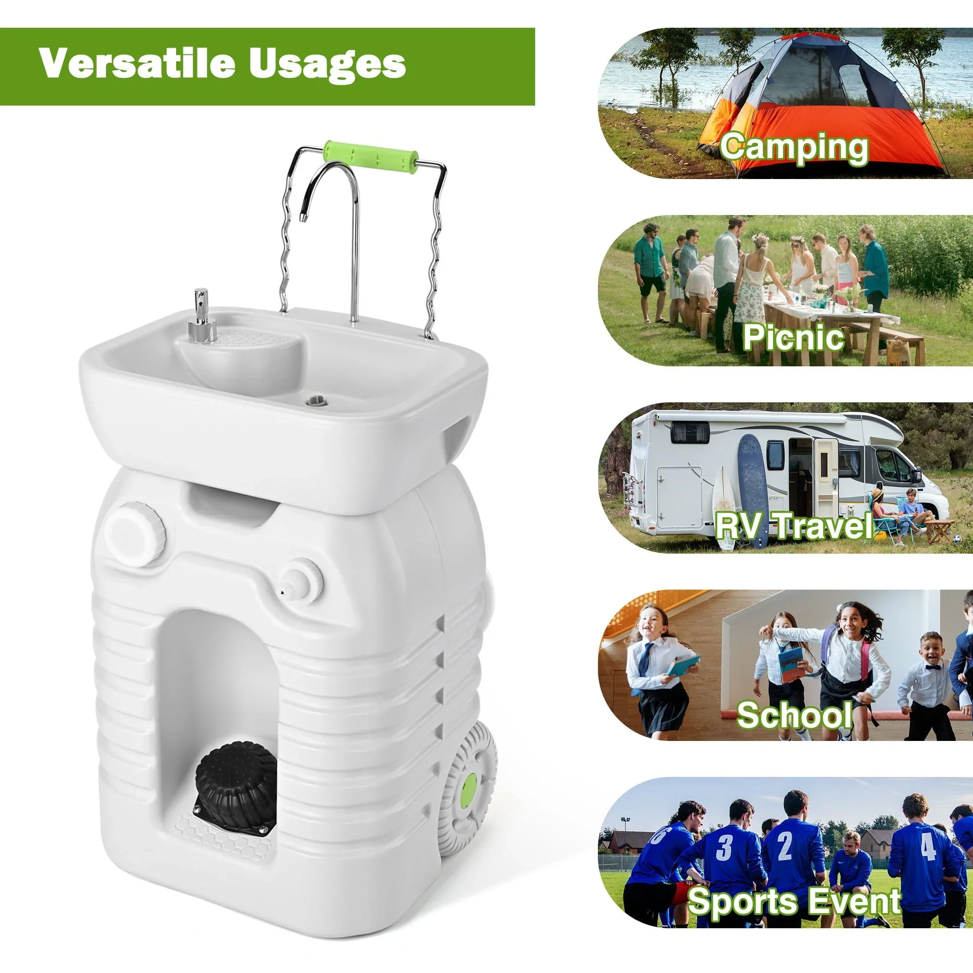 Hand Wash Station Portable Wash Sink Basin Stand 12 Gallon 45L Camping Garden
