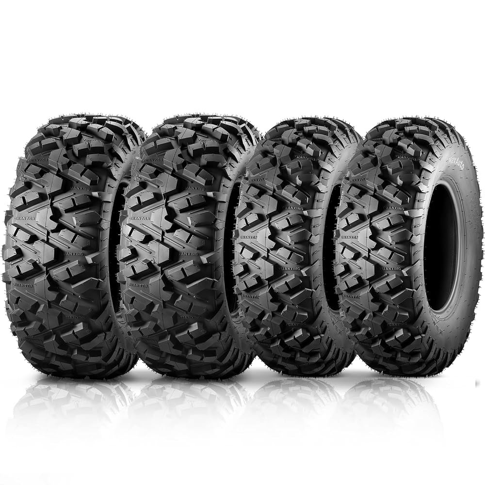 MaxAuto Set of 4 UTV ATV Tires 25x8-12 Front & 25X10-12 Rear Tire, 6PR Tubeless, Four Wheeler Tires All Terrain Tire 25x8x12 Sport Mud-Tires 25x10x12 Off Road Tire, 4 Pack in 2 Packages