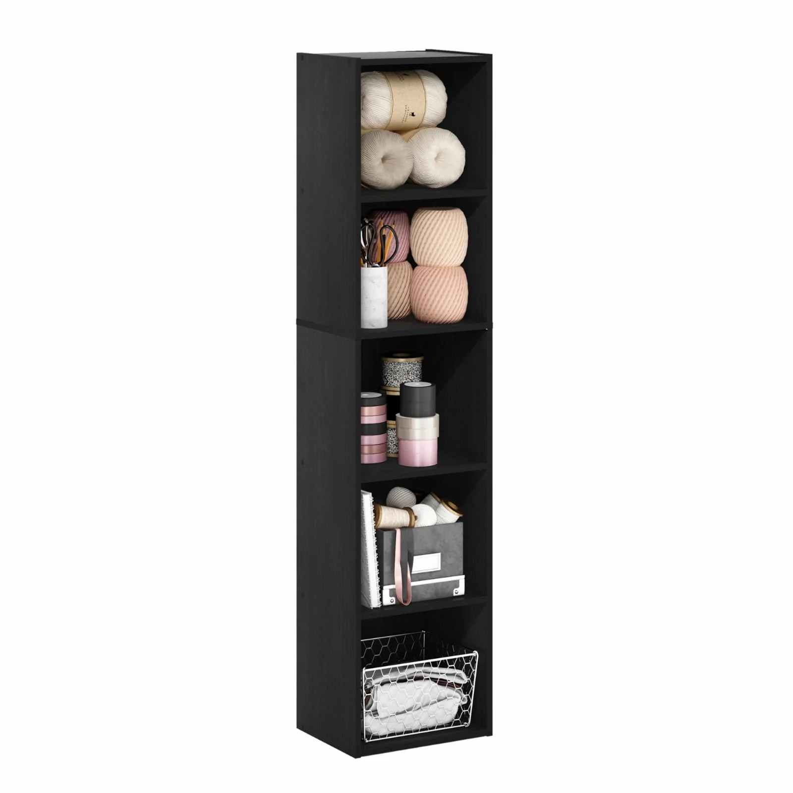 Furinno Pasir 5-Tier Open Shelf Bookcase, Blackwood(Blackwood)