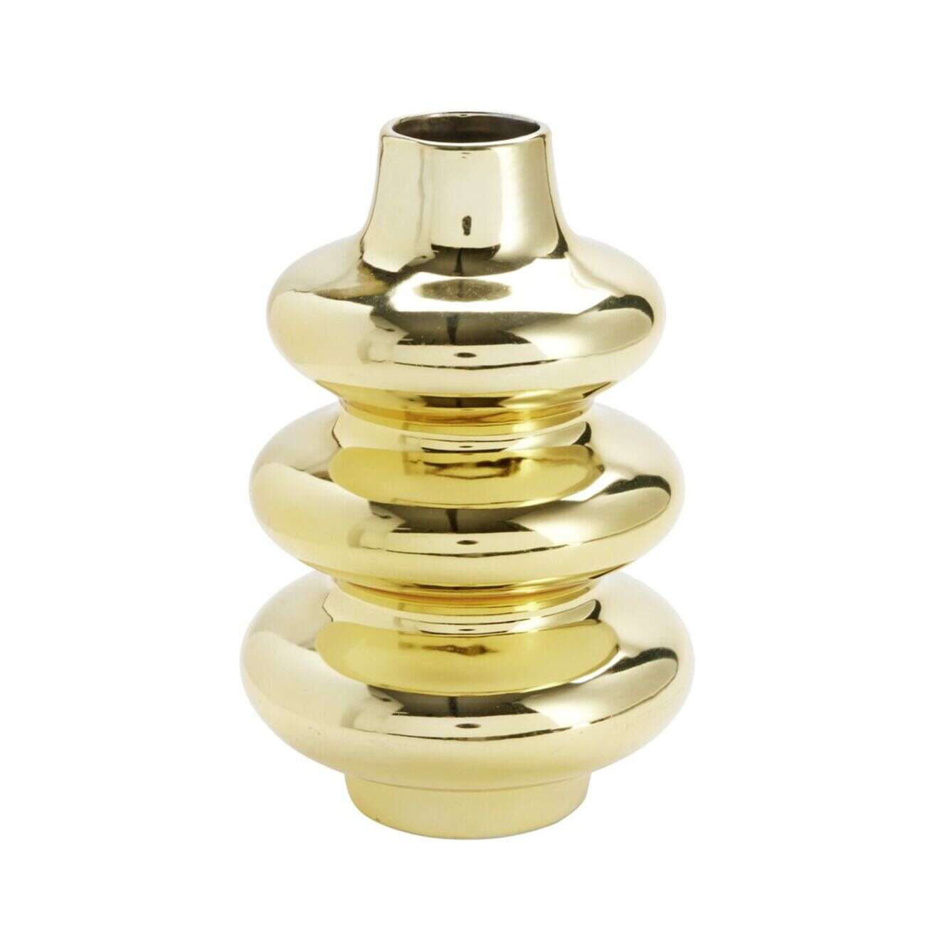 Vase ondulé en céramique métallisée doré ou argenté Ø16xH24,5cm (2 modèles)