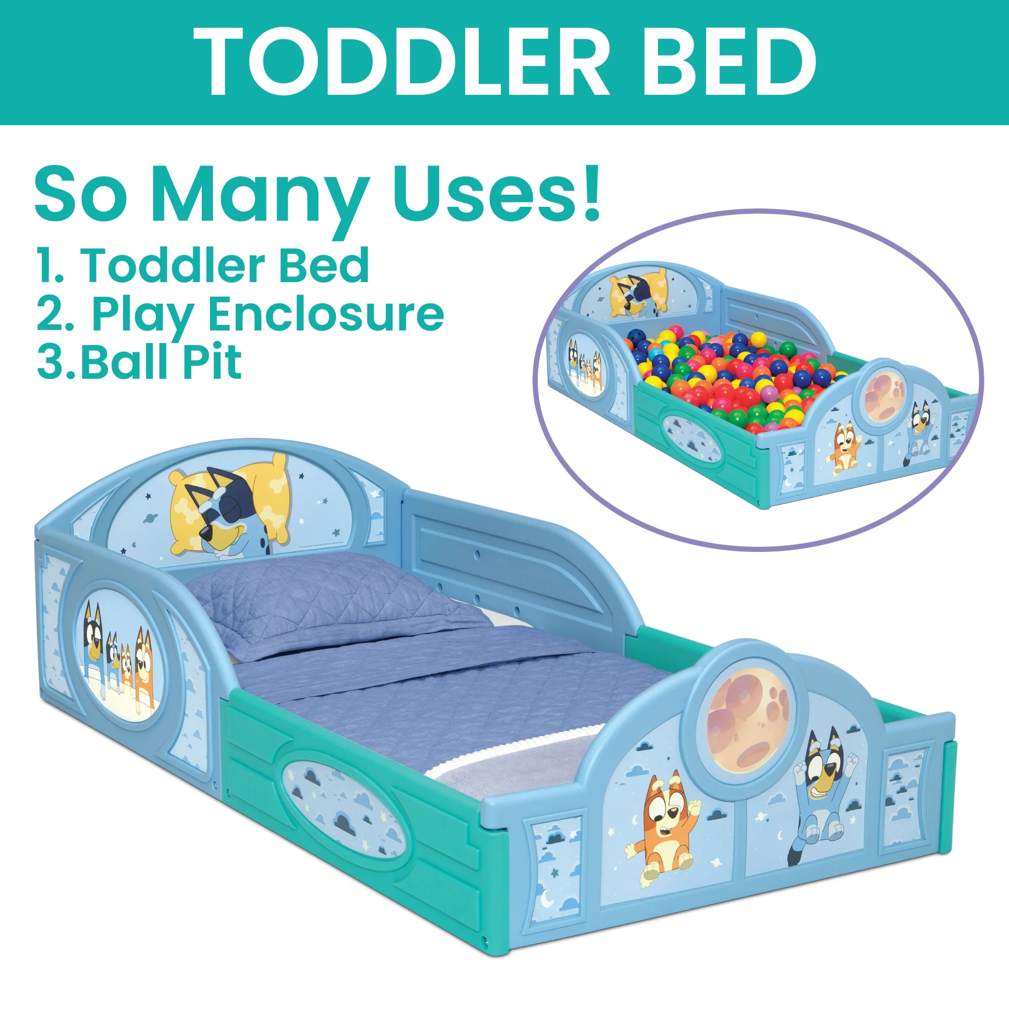 Bluey 3 - Piece Toddler Bedroom Set by Delta Children, Blue