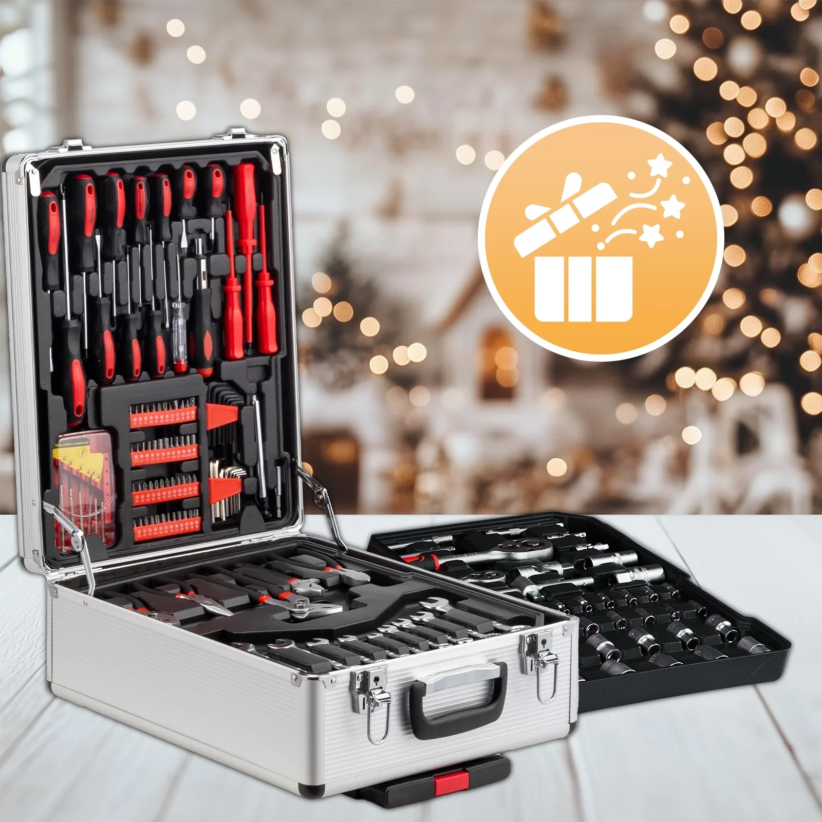 UBesGoo 799 Pcs Tool Set, Household Repair Hand Tool Kit, Mechanics Tool Kit, with Trolley Case, Silver