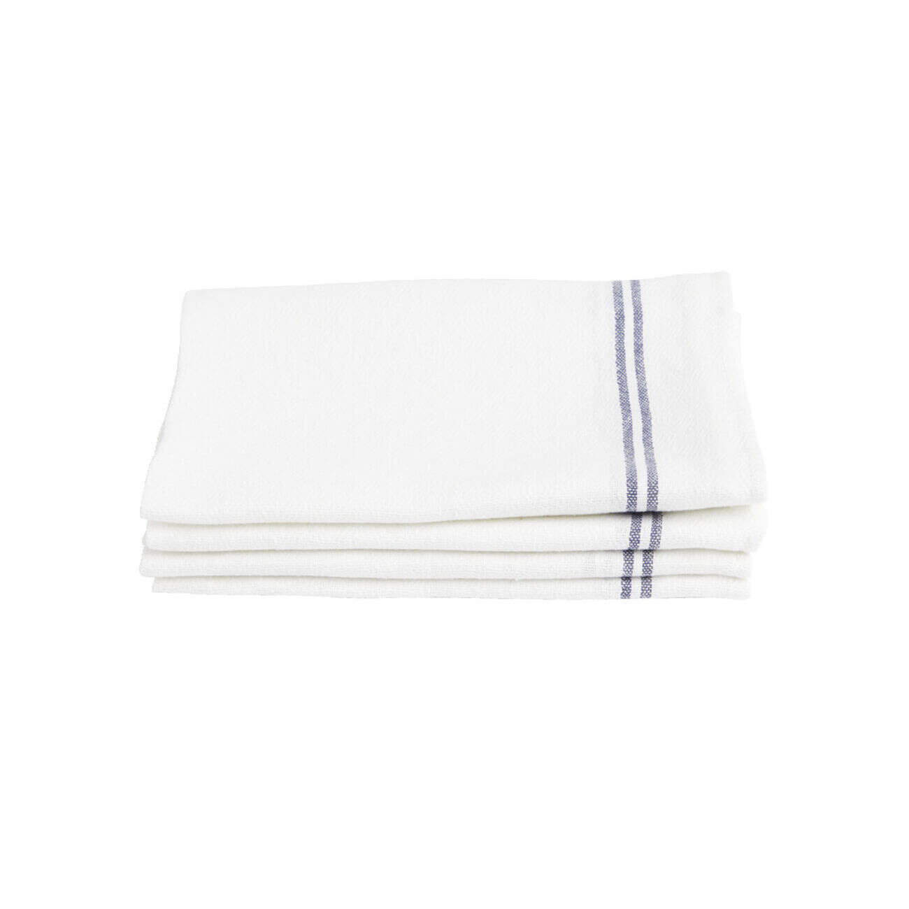 Torchon de cuisine x4 coton blanc liseré rouge ou bleu 46x60cm - 2 modèles