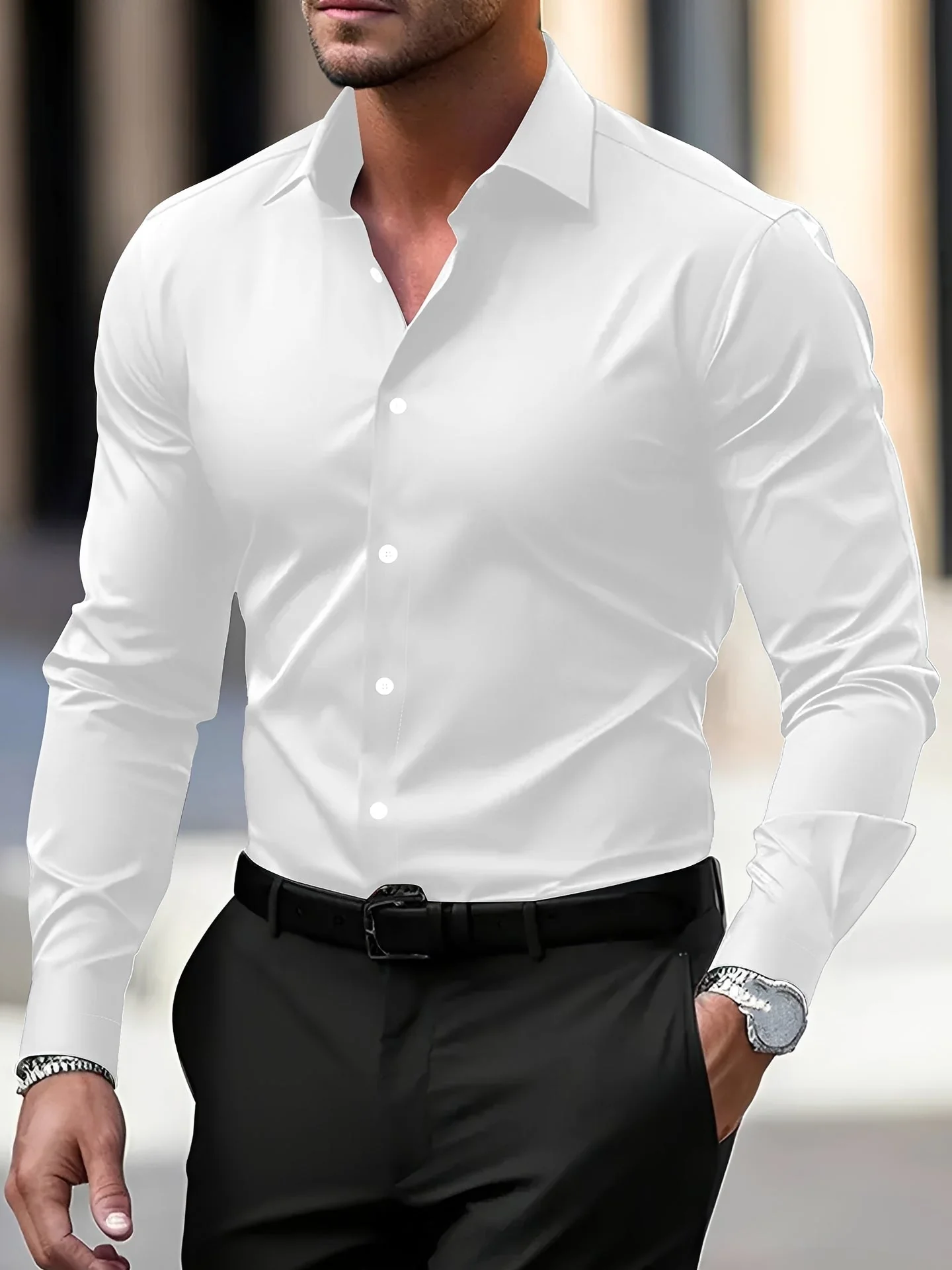 Jeremy – Chemise à manches longues pour hommes – pour loisirs et occasions formelles