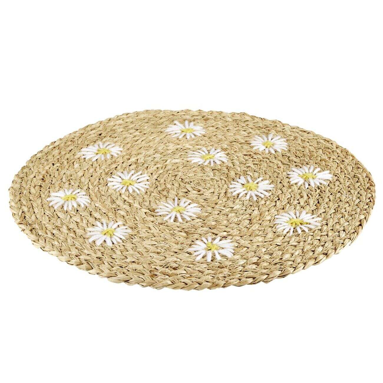 Set de table rond en jute motifs marguerites Ø38cm