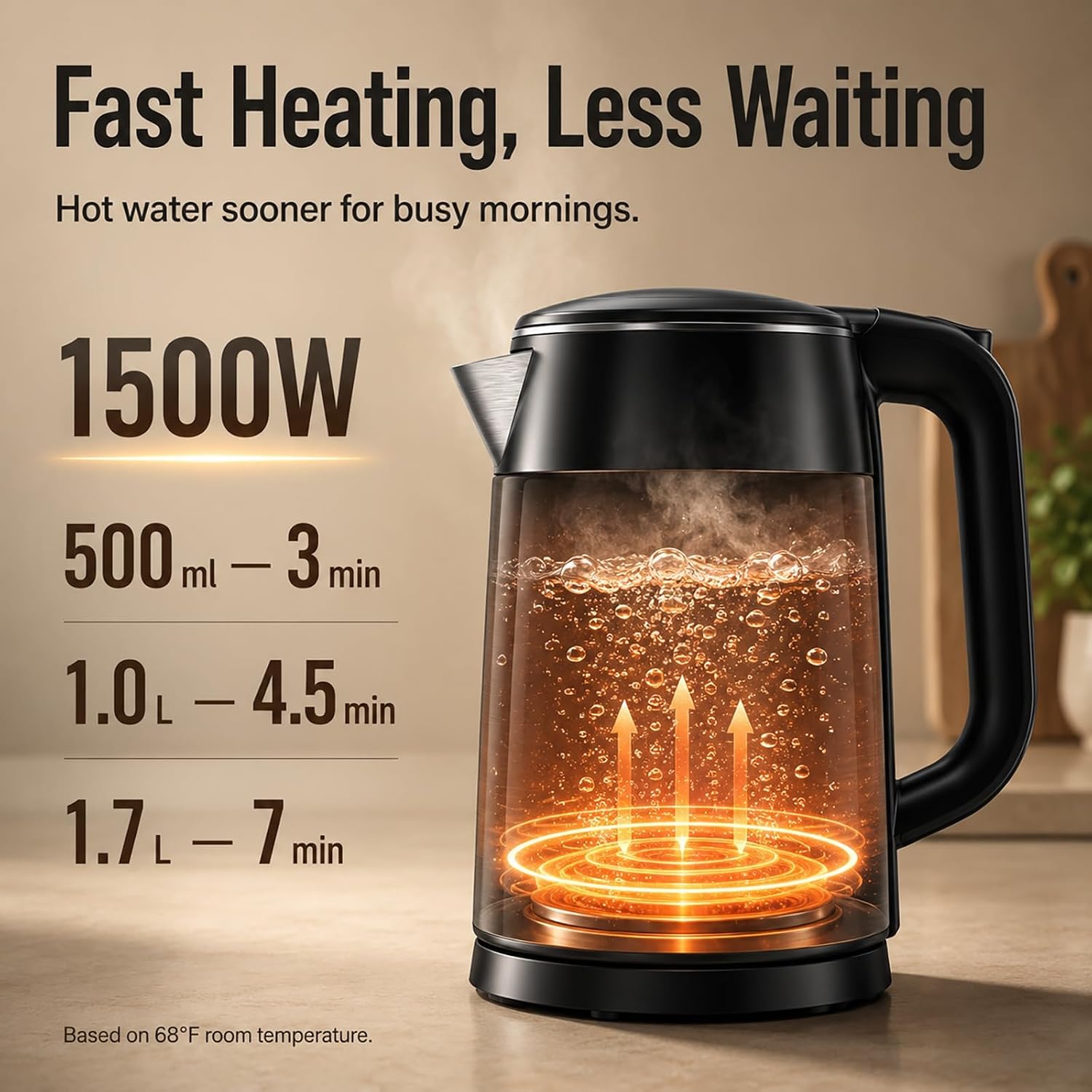 Mecity Electric Kettle 1.7L Touch Screen Temperature Control Water Boiler, No Plastic Contact with Water6 Preset Temperature Programs, 2 Hours Keep Warm, Auto Shut Off, Dark Grey