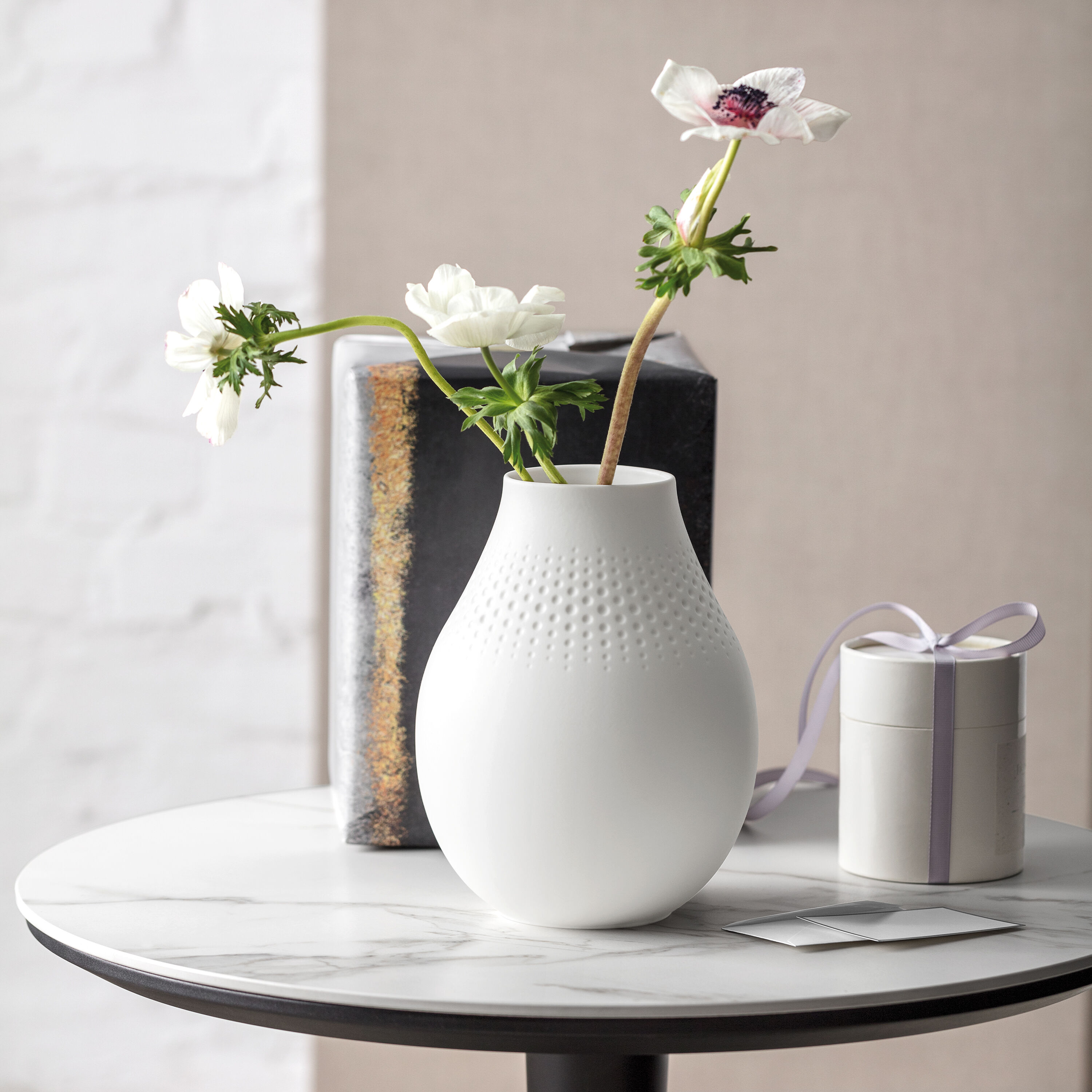 Manufacture Vase - White, 6.3'' x 8.1'', Premium Porcelain