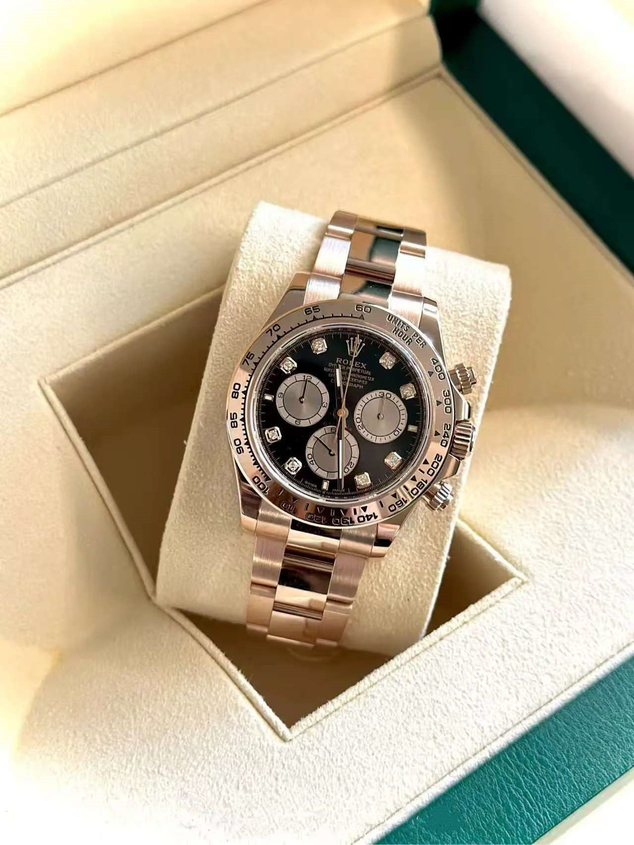 [Super Clone]RRolex Daytona Rose Gold / Black / Diamond-Set  m126505-0002