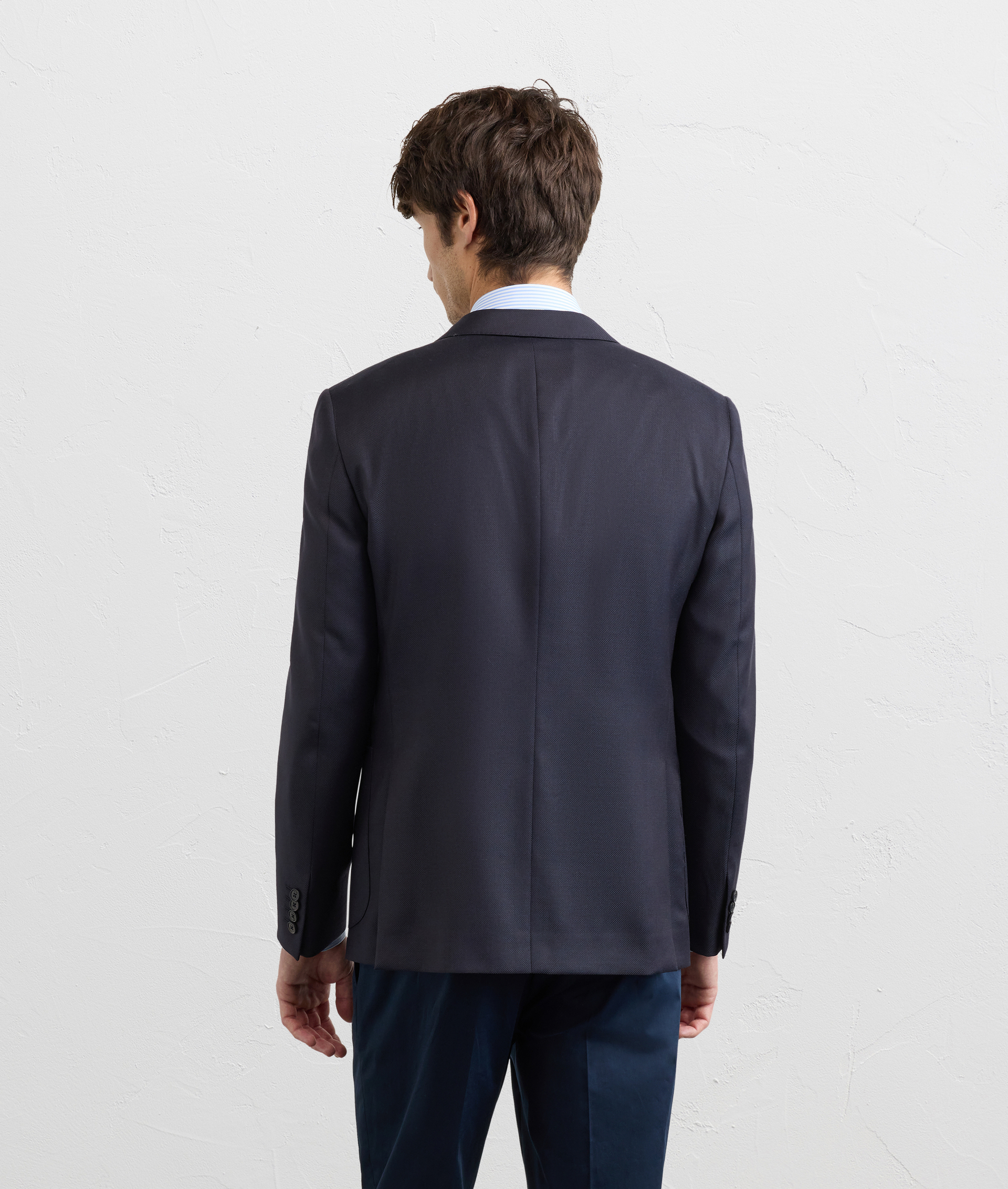 NAVY BLUE VIRGIN WOOL KEY LINE FULLY LINED JACKET