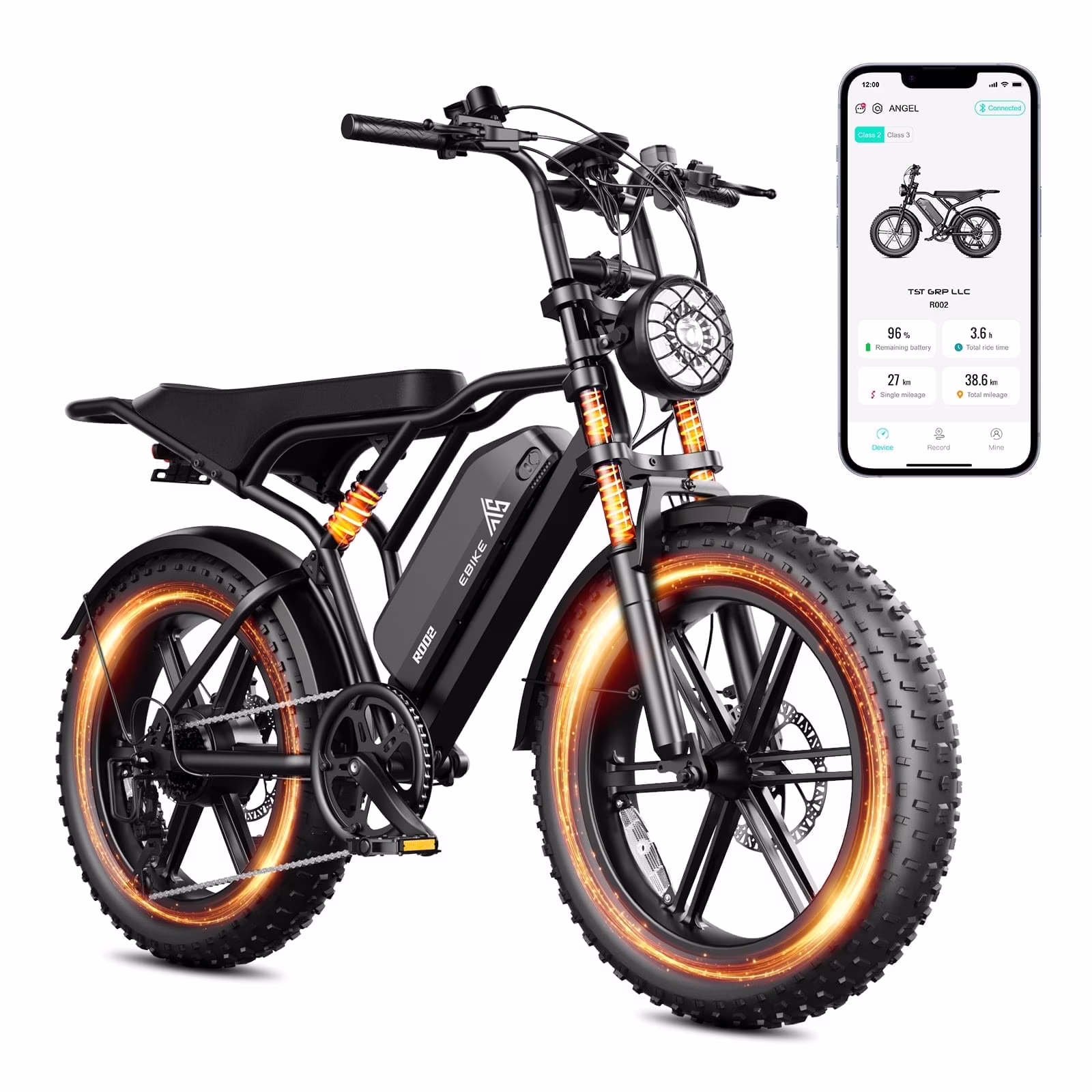Electric Bike for Adults, 750W Peak 1500W Motor, 20"x4" Fat Tire, E Mountain Bike, 48V/15AH UL2849(R004-15AH-Black(Walmart exclusive)) - Image 3