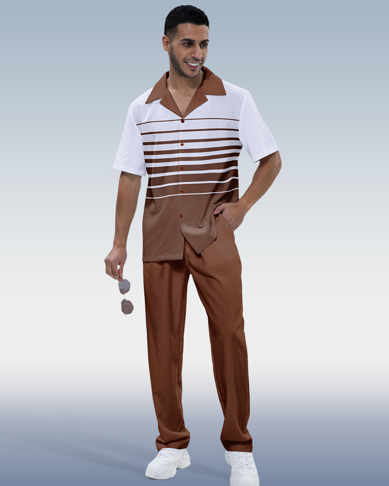 Costume de marche à rayures pour homme Suitmens, manches courtes, référence 219