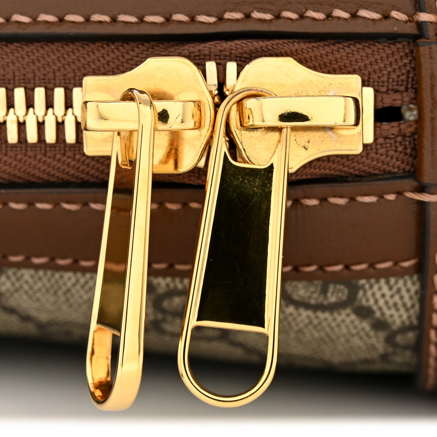 GG Supreme Monogram Azalea Calfskin Small Horsebit 1955 Top Handle Bag Beige Ebony Brown Sugar