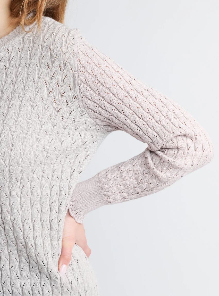 Pull femme maille fantaisie en laine beige