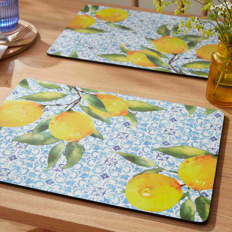 Amalfi bordbrikker 40x30 cm 4 stk lemons