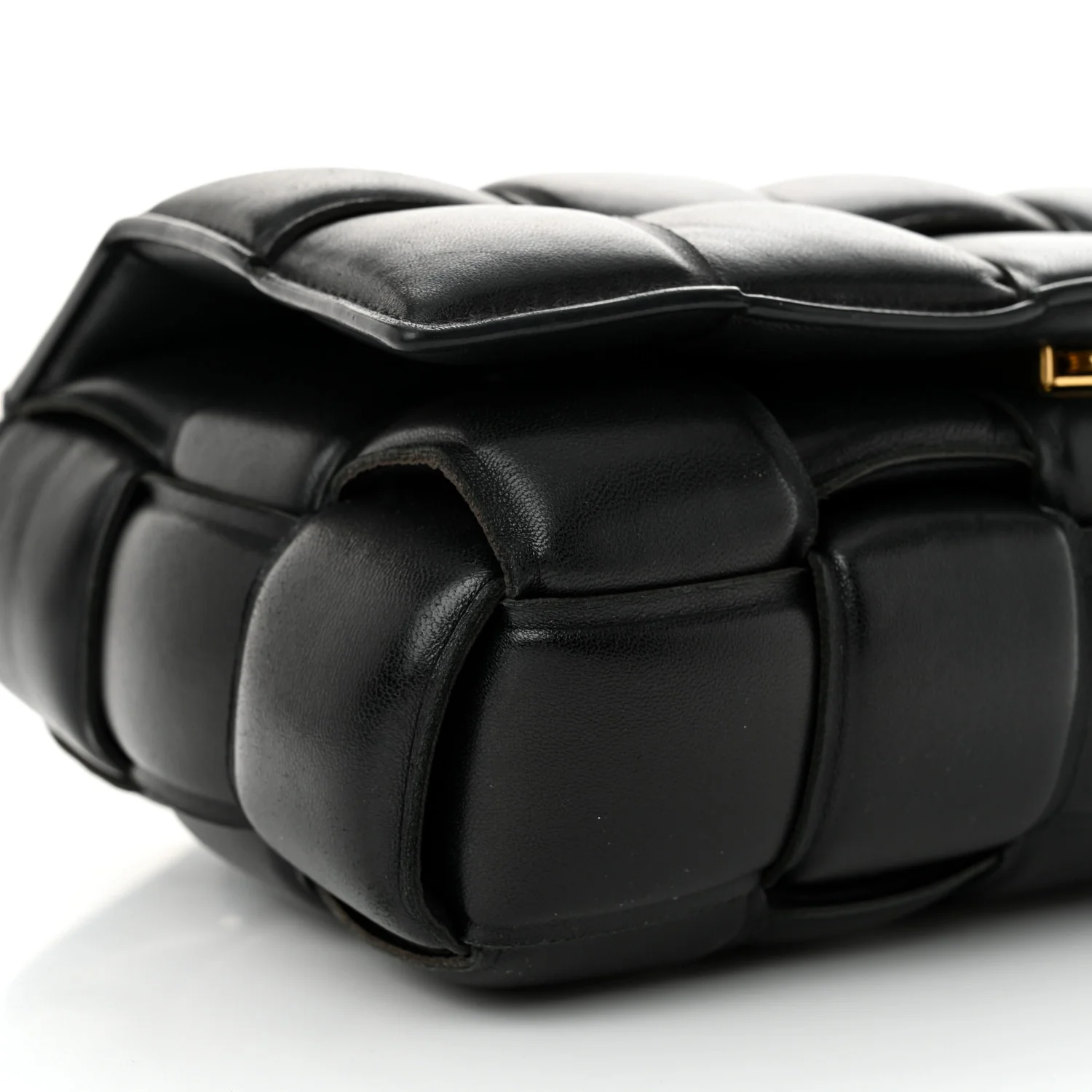 Nappa Maxi Intreccio Padded Cassette Crossbody Bag Black