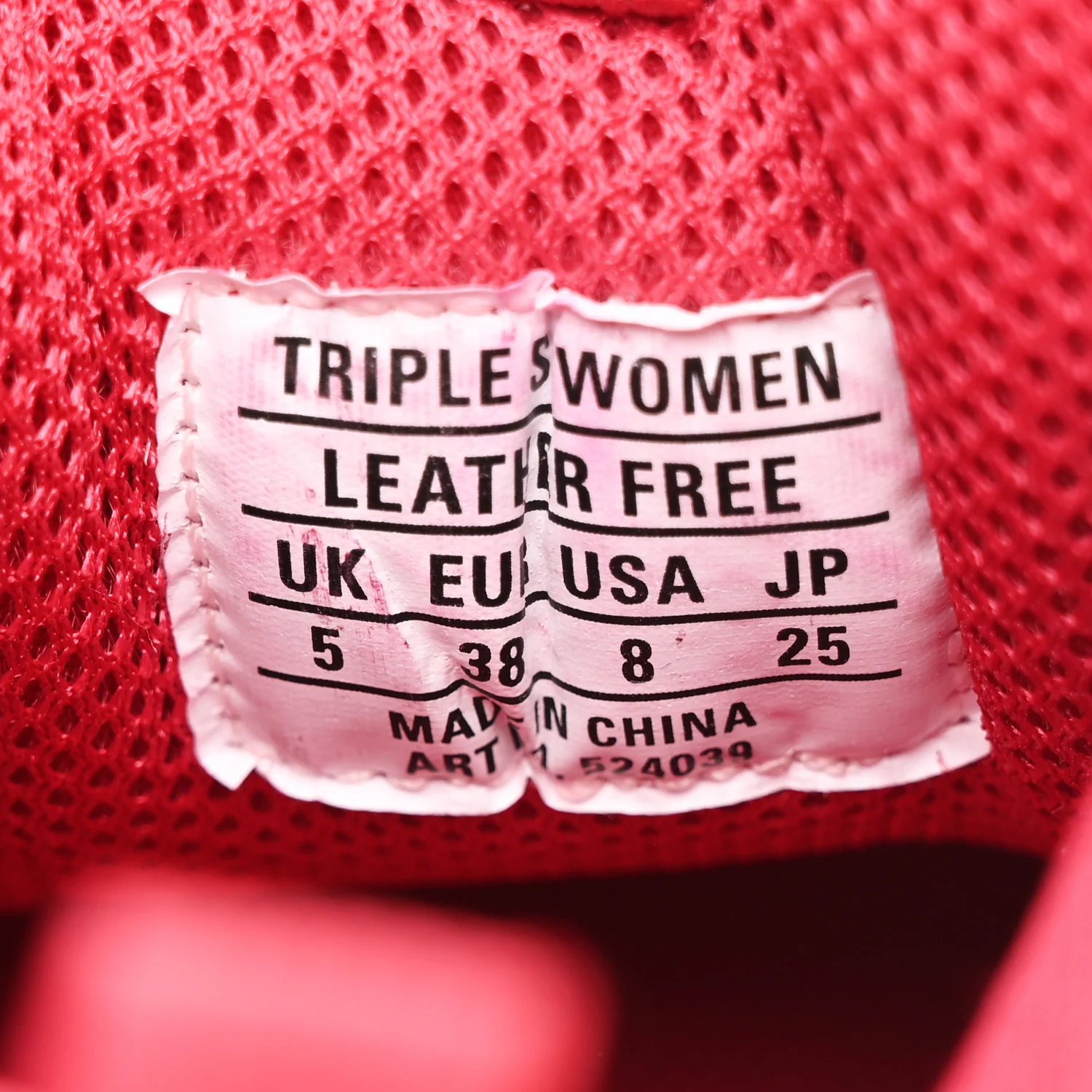Fabric Mesh Faded Washed Womens Triple S Sneakers 38 Red