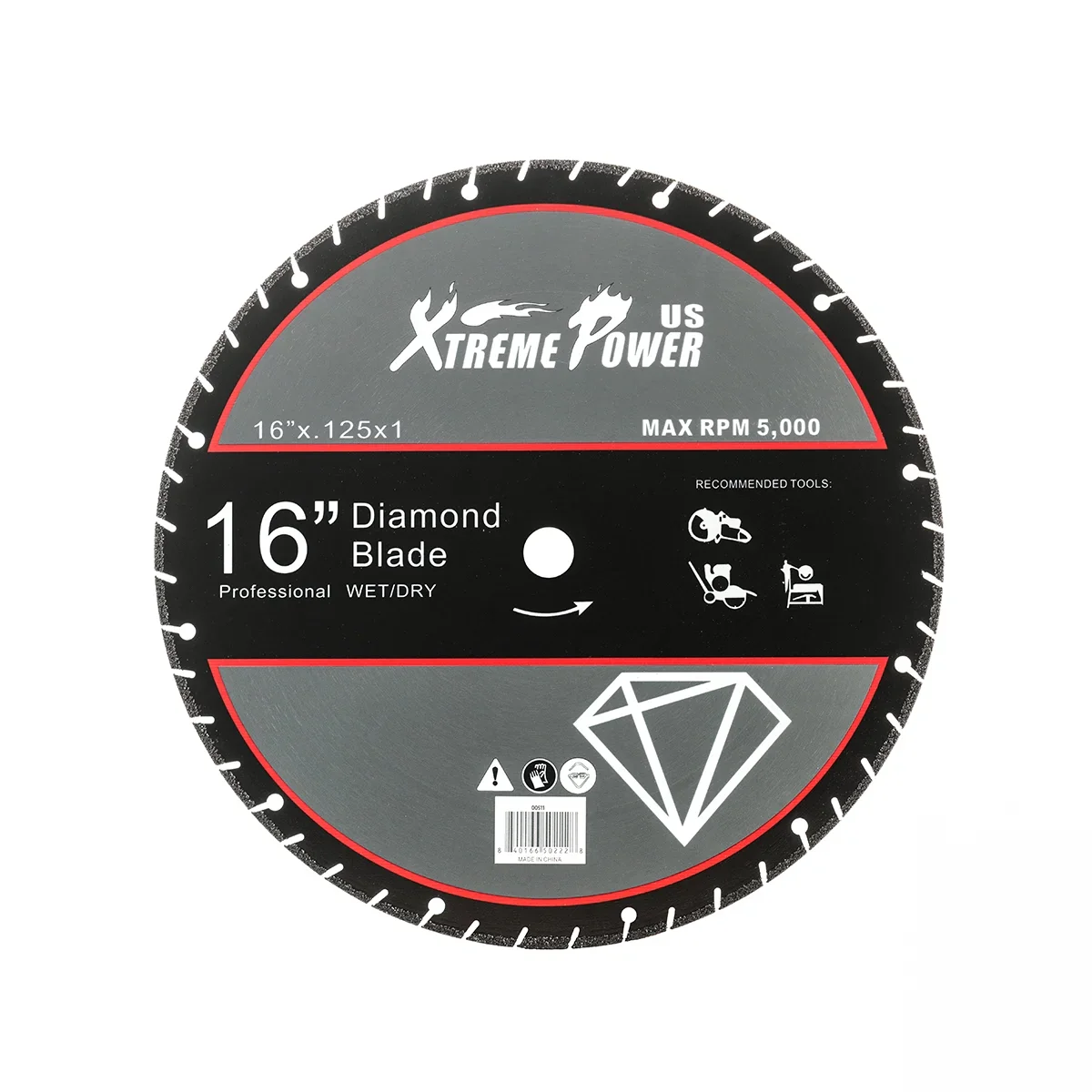 XtremepowerUS 14 Electric Concrete Saw, 2600W/15A Motor, Circular Saw Cutter With 5 Cutting Depth, Wet/Dry Disk Saw Cutter Includes Water Line, Pump For Stone, Brick, Porcelain, Concrete