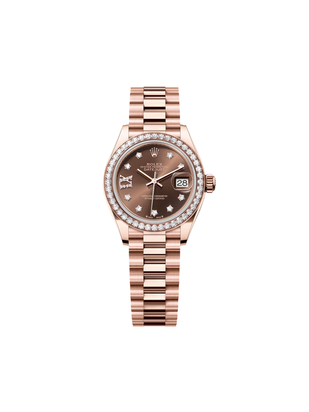 【Super Clone】RLX  Lady-Datejust 28mm 279135RBR Chocolate Diamond Dial Jubilee Bracelet