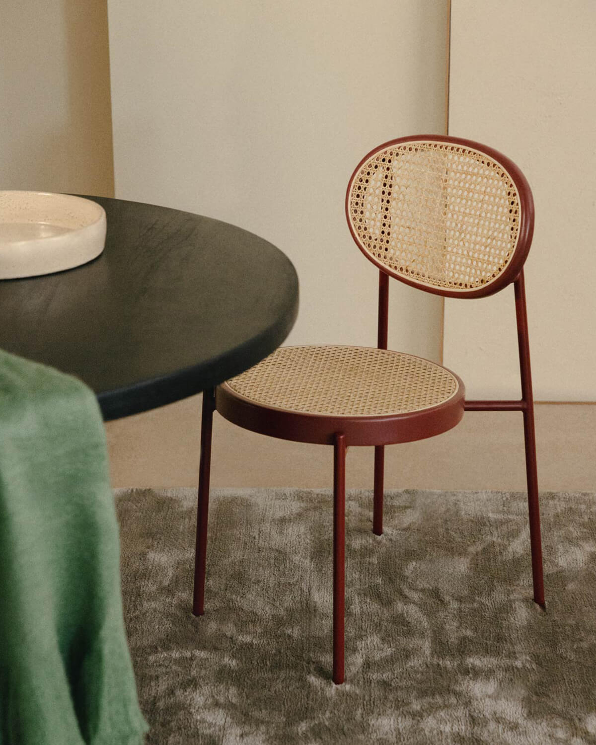 Vili - Silla de Comedor de Ratán Natural y Metal Vili