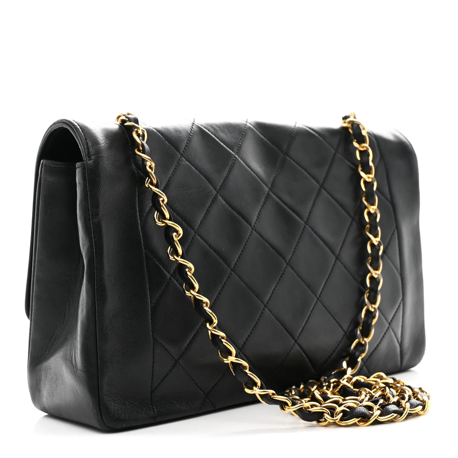 Lambskin Quilted Medium Single Flap Black