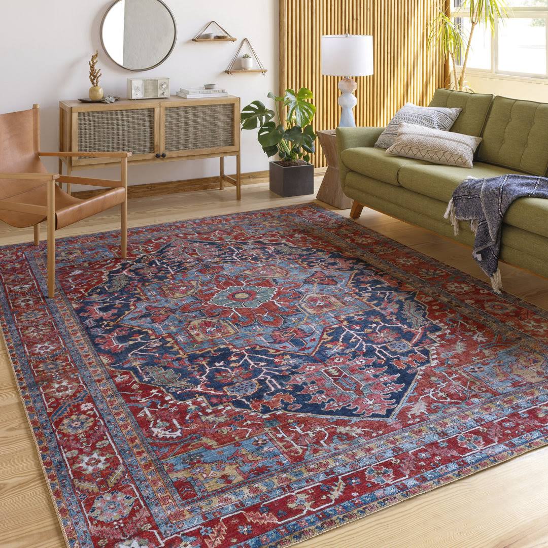 Fleckenstein Oriental Dark Blue/Burgundy/Cream Area Rug Langley Street Rug Size: Rectangle 5' x 7'6