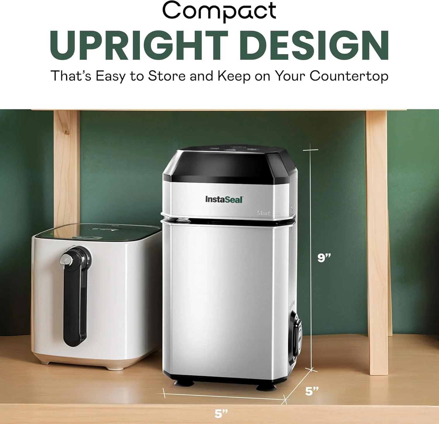 Instaseal Food Vacuum Sealer Machine, Upright Vacuum Sealer Machine Allows to Vacuum Seal Liquids, Food Sealer, Keeps Food Fresh Longer As Seen on TV Products