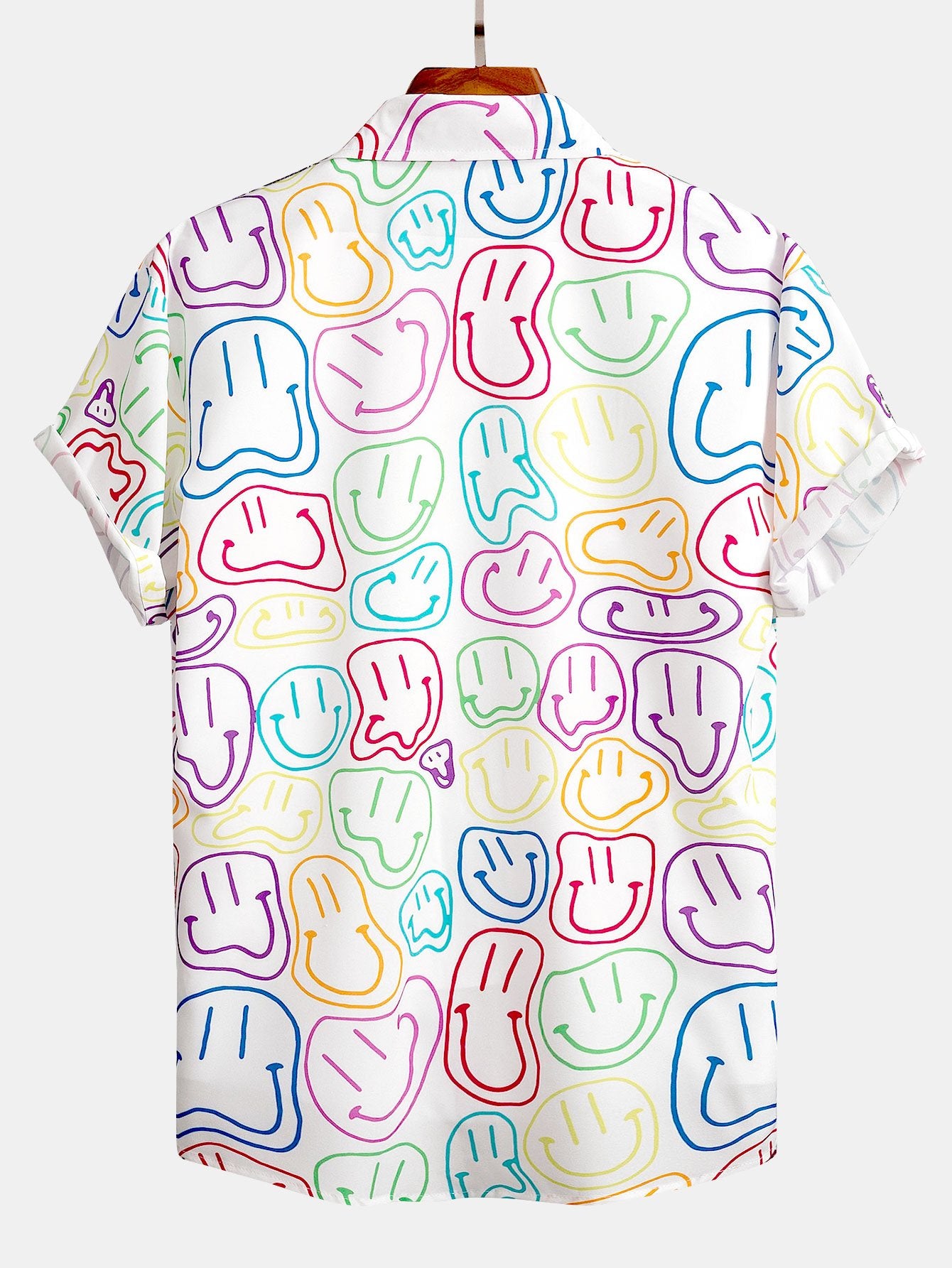 Chemise boutonnée à imprimé smiley coloré