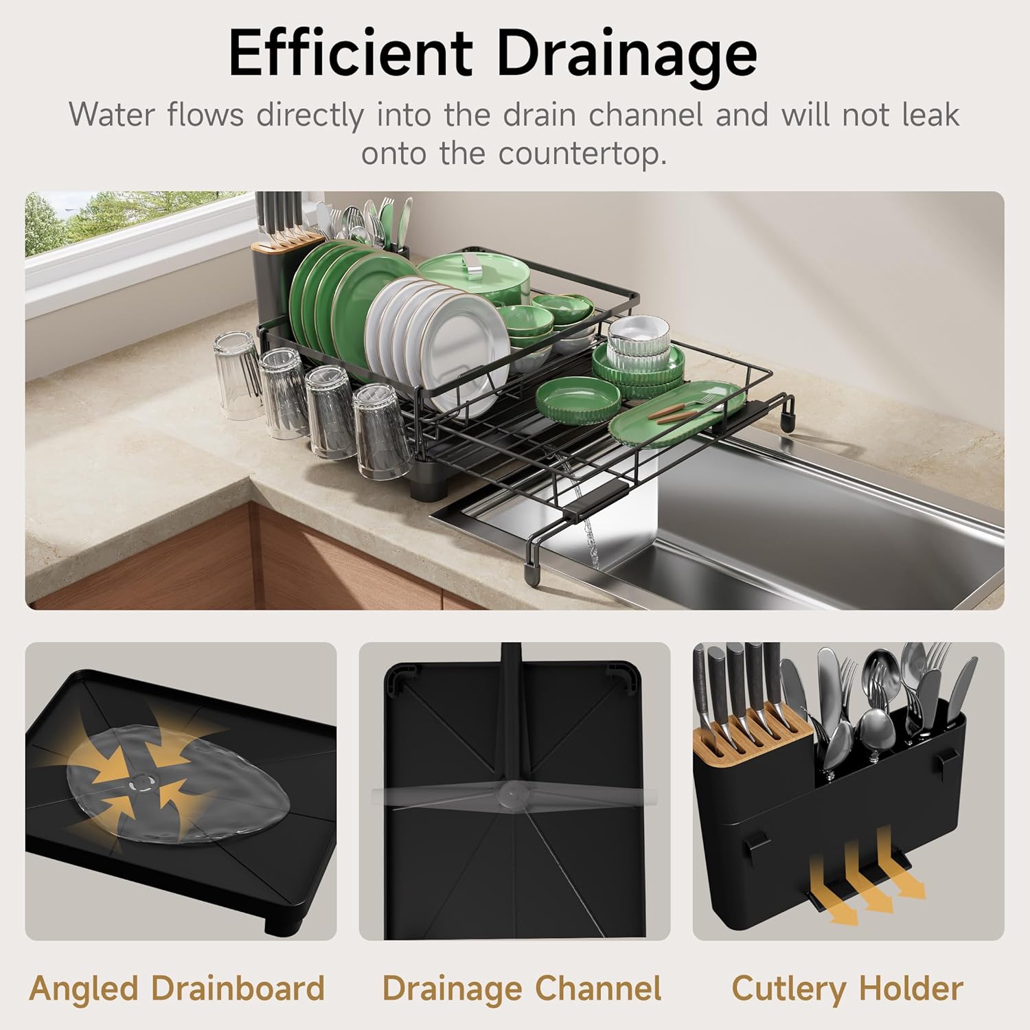 Runnatal Dish Drying Rack - Expandable Large Dish Rack Over Sink