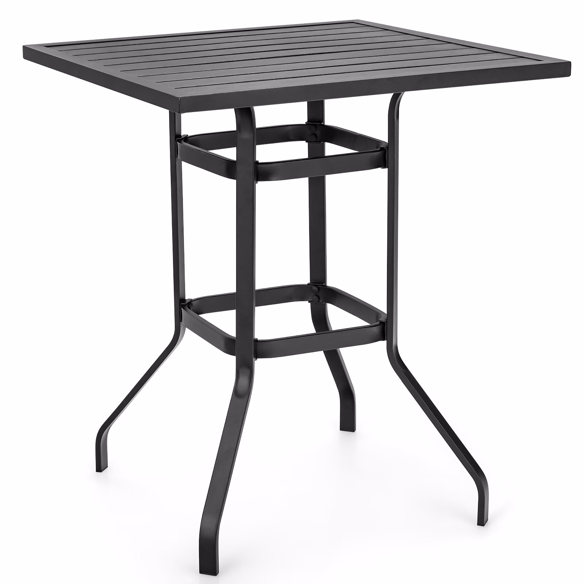 Costway 32''  Patio Square Bar Table Metal Cafe Bistro Table Garden Deck Black