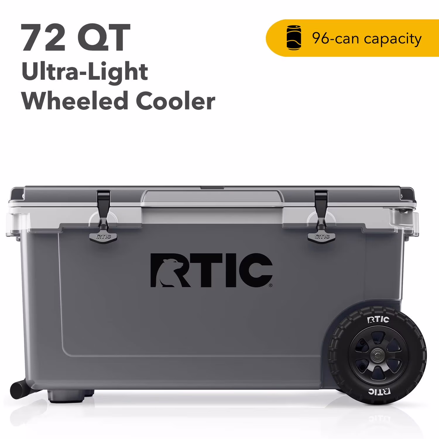 72 QT Ultra-Light Wheeled Hard-Sided Ice Chest Cooler, Fits 96 Cans, Dark Grey Cool Grey(Dark Grey Cool Grey)
