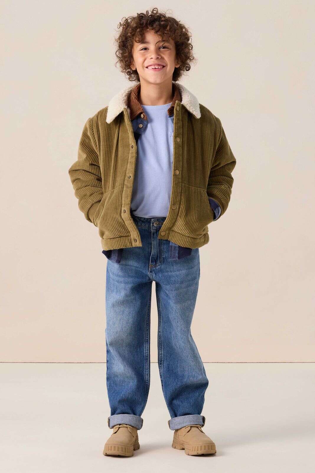 Groene reversible corduroy jas