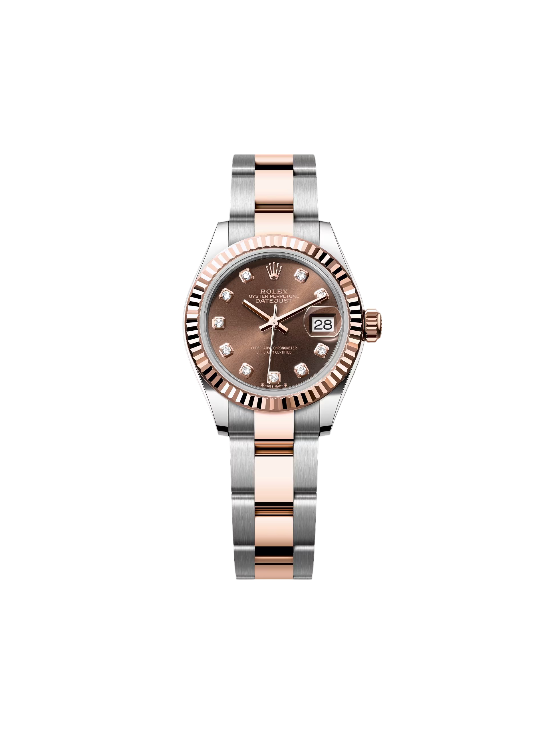 【Super Clone】RLX Lady-Datejust 28mm 279171 Chocolate Diamond Oyster Stainless Steel and Rose Gold