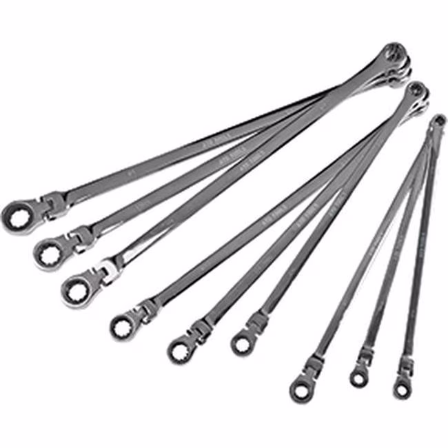 ATD Tools ATD-6509 Flex Head Spline Ratcheting Box End SAE Wrench Set - Extra Large - 9 Piece
