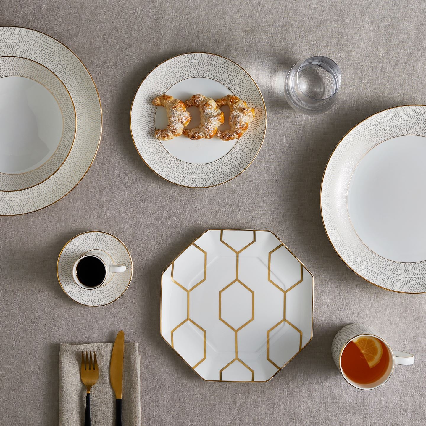 Gio Gold White Octagonal Side Plate