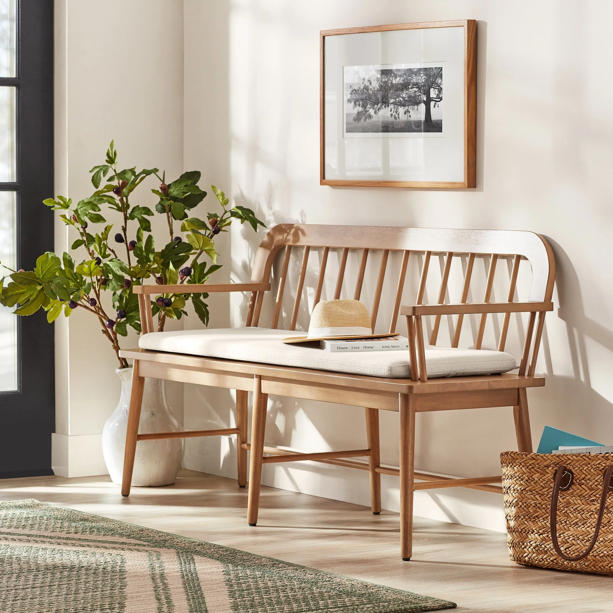 Windemere Solid Wood Bench, Natural Oak finish, by Dave Jenny Marrs