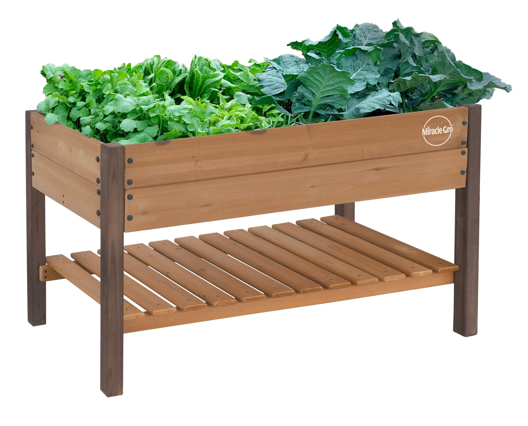 Miracle-Gro Wood 2 x 4 ft. Raised Garden Planter with Shelf
