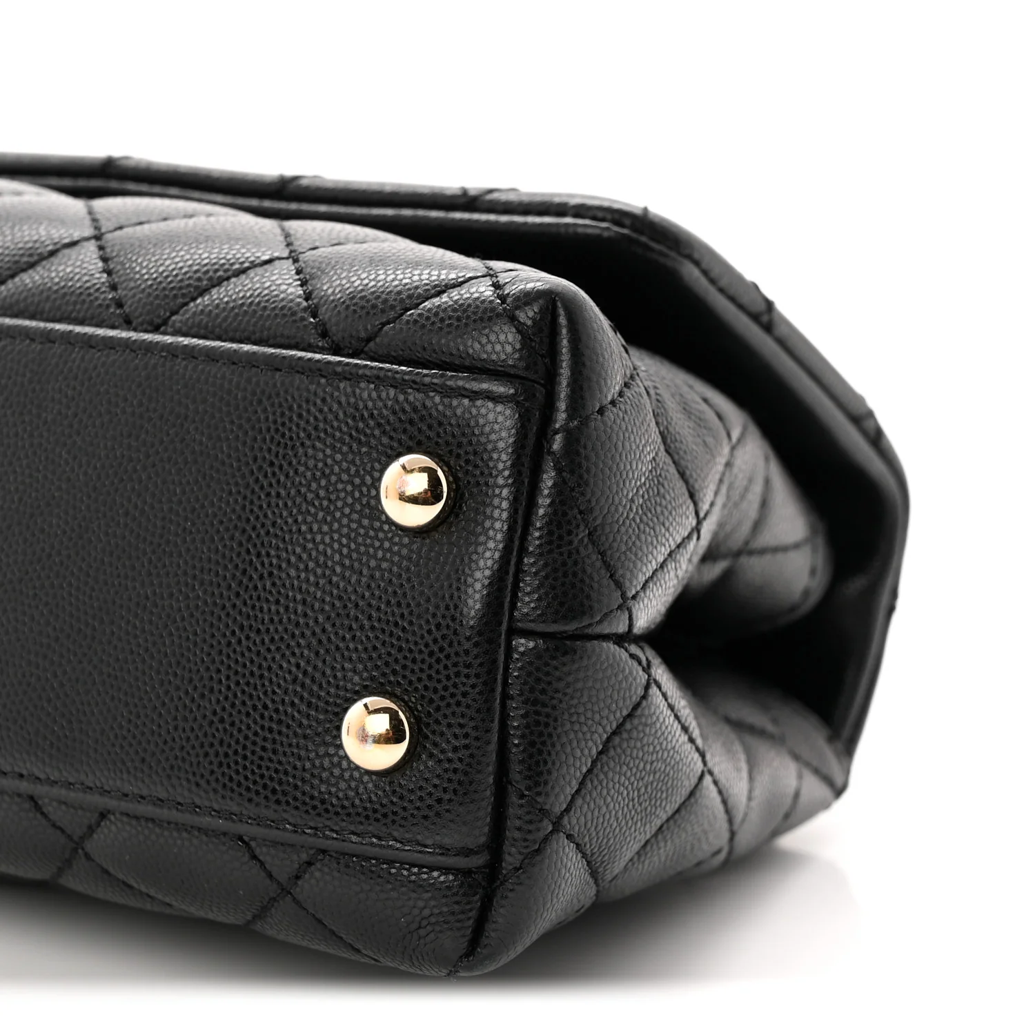 Caviar Quilted Mini Coco Handle Flap Black