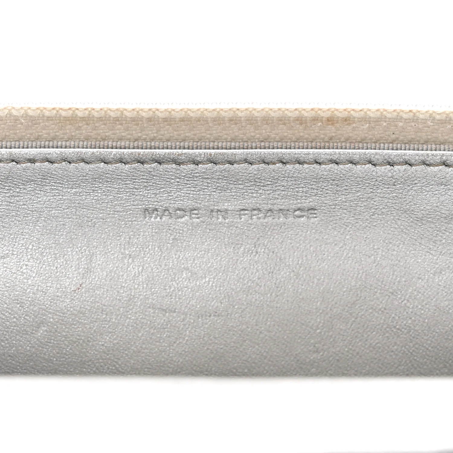 Metallic Lambskin Quilted Wallet On Chain WOC Silver