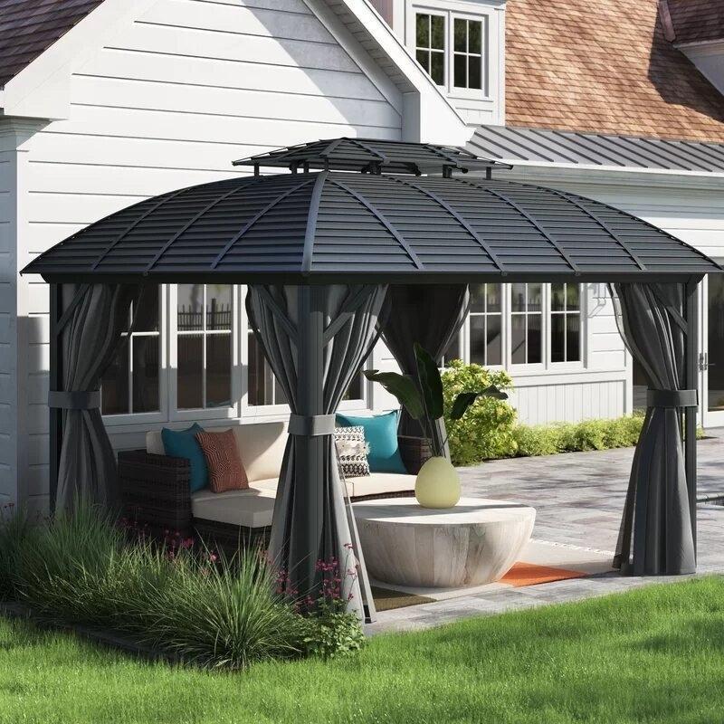 Gazebo de patio en aluminium Barreras 12 pi de largeur x 10 pi de profondeur
