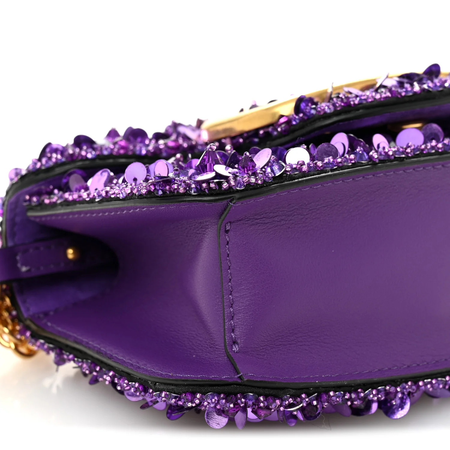 Sequin Crystal Vlogo Embroidered Small Loco Shoulder Bag Astral Purple