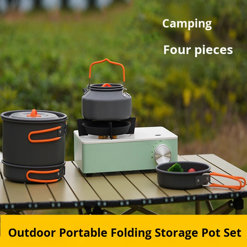 Camping Cookware Outdoor Kettle Cooking Pot Equipment Portable Field Camping Tableware Set