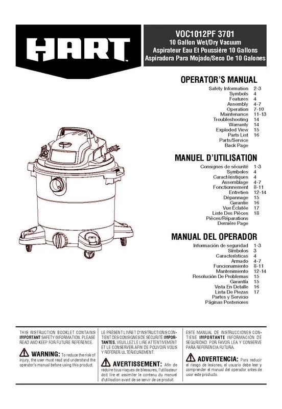 HART 10 Gallon 6 Peak HP Poly Wet/Dry Vacuum, VOC1012PF 3702