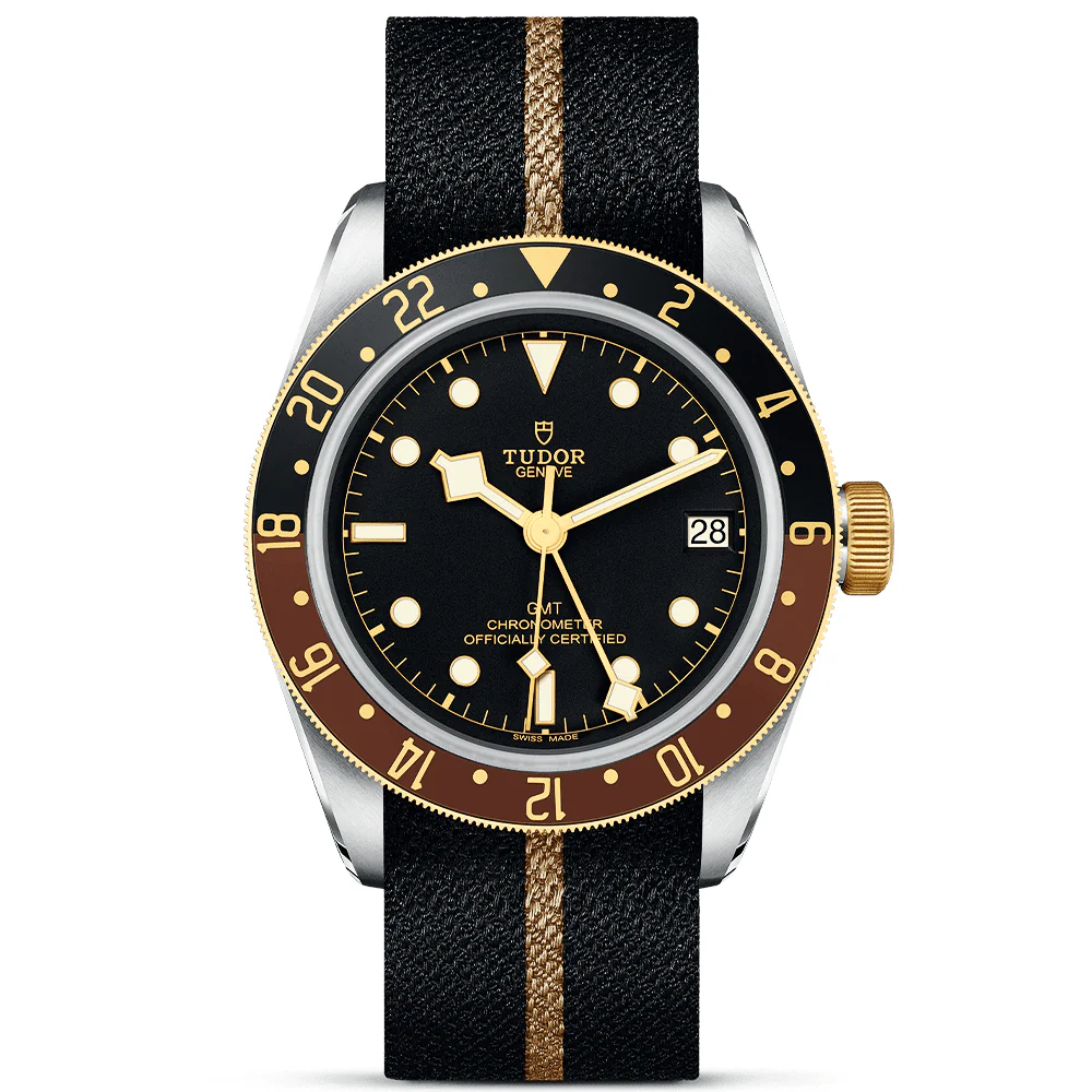 [Super Clone]Black Bay GMT S&G Steel and 18ct Yellow Gold 41mm Fabric Strap Watch