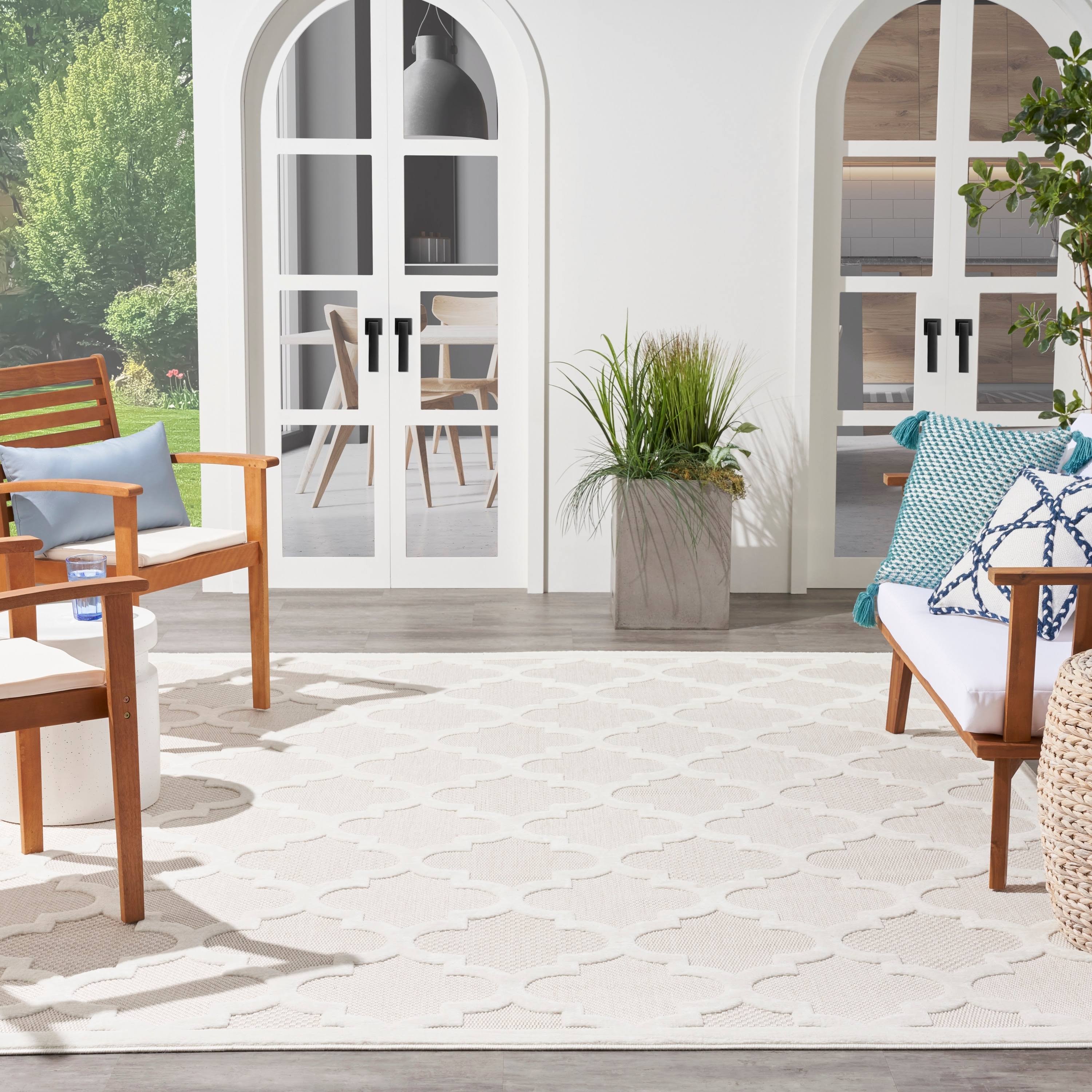 Nourison Easy Care NES01 Ivory/White Area Rug 8' x 10' Rectangle