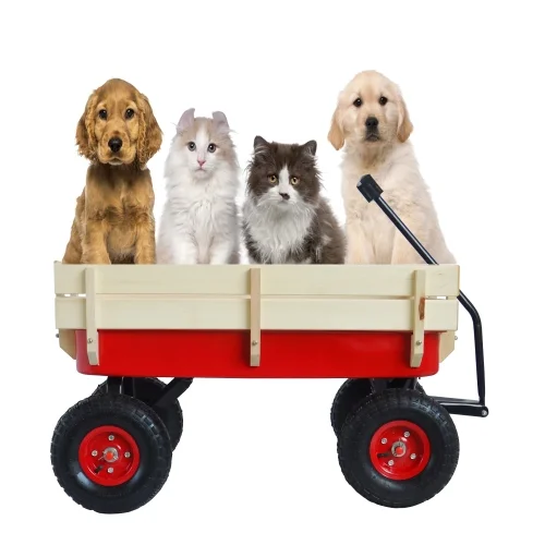 CLEARANCE! Outdoor Sport Red Wagon All Terrain Pulling w/Removable Wooden Side Panels Air Tires Big Foot Panel Wagon 330 lbs. Weight Capacity Sturdy All Steel Wagon Bed Kids' Pull-Along Wagons (Red)(176 lbs/Red) - Image 8