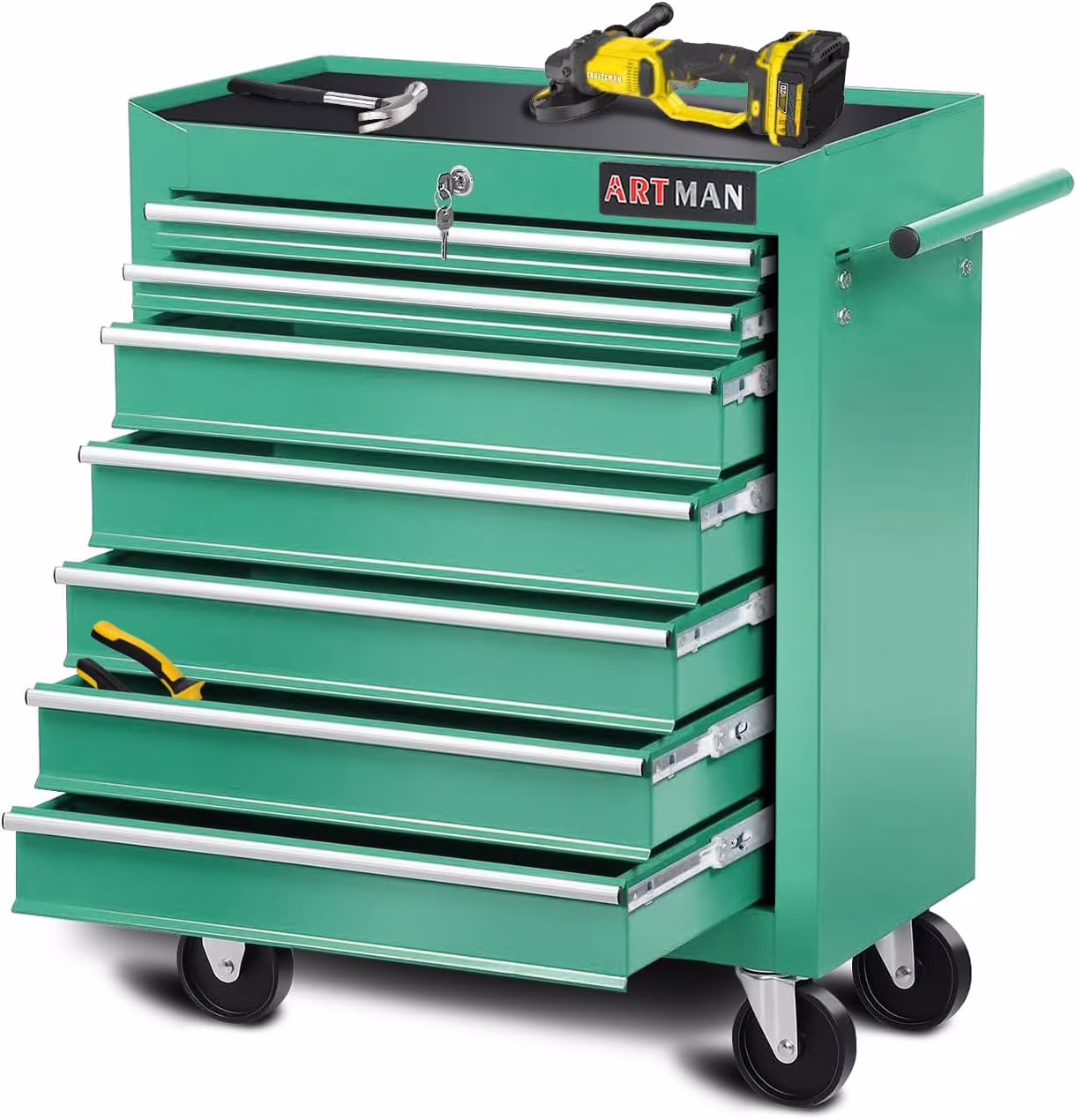 taoruifang 7-Drawer Rolling Tool Cabinet, Anti-Rust Tool Chest With Lock, Storage Organizer for Garage, Workshop