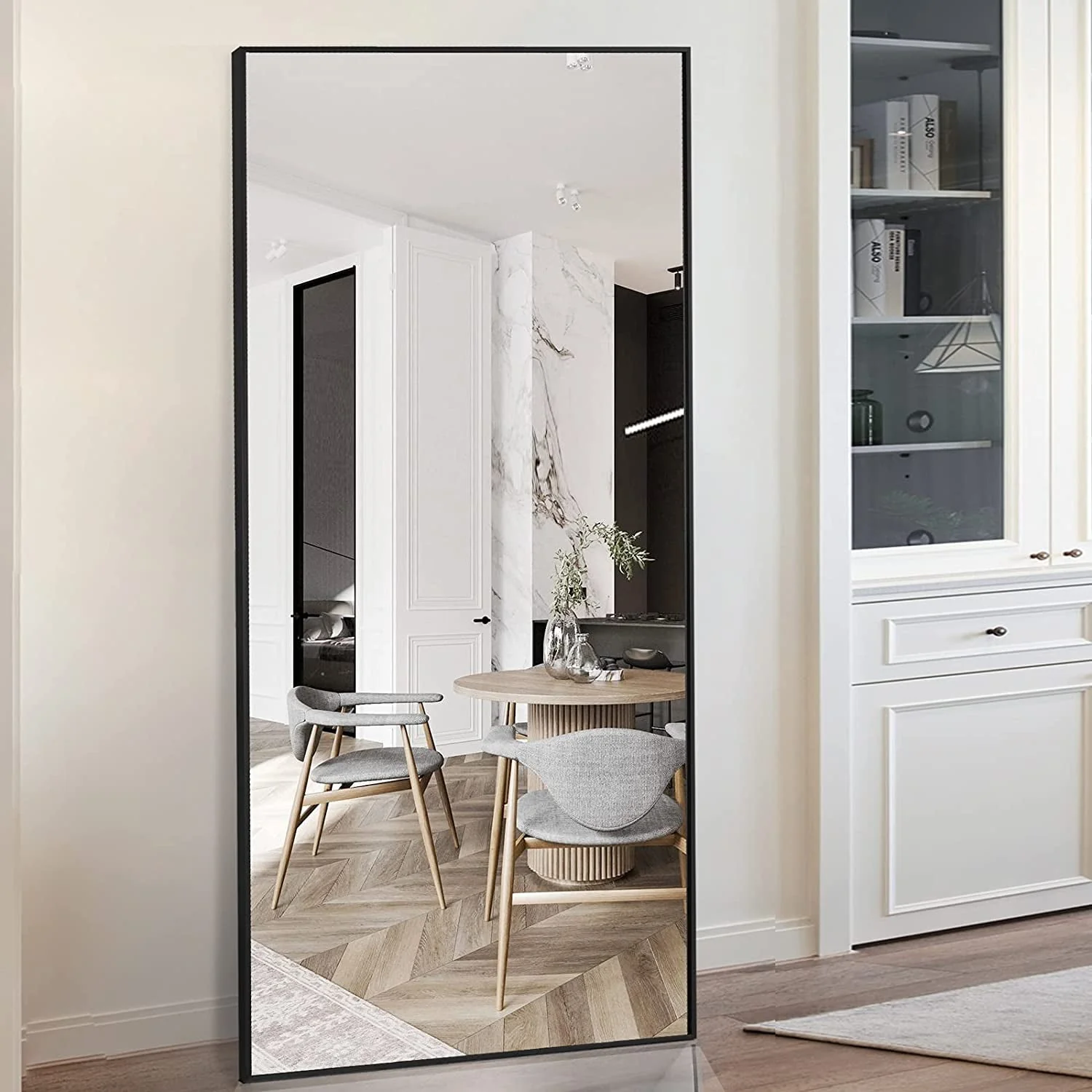 BEAUTYPEAK Full Length Mirror 71"x26" Rectangle Wall Mirror Floor Mirrors for Leaning, Black