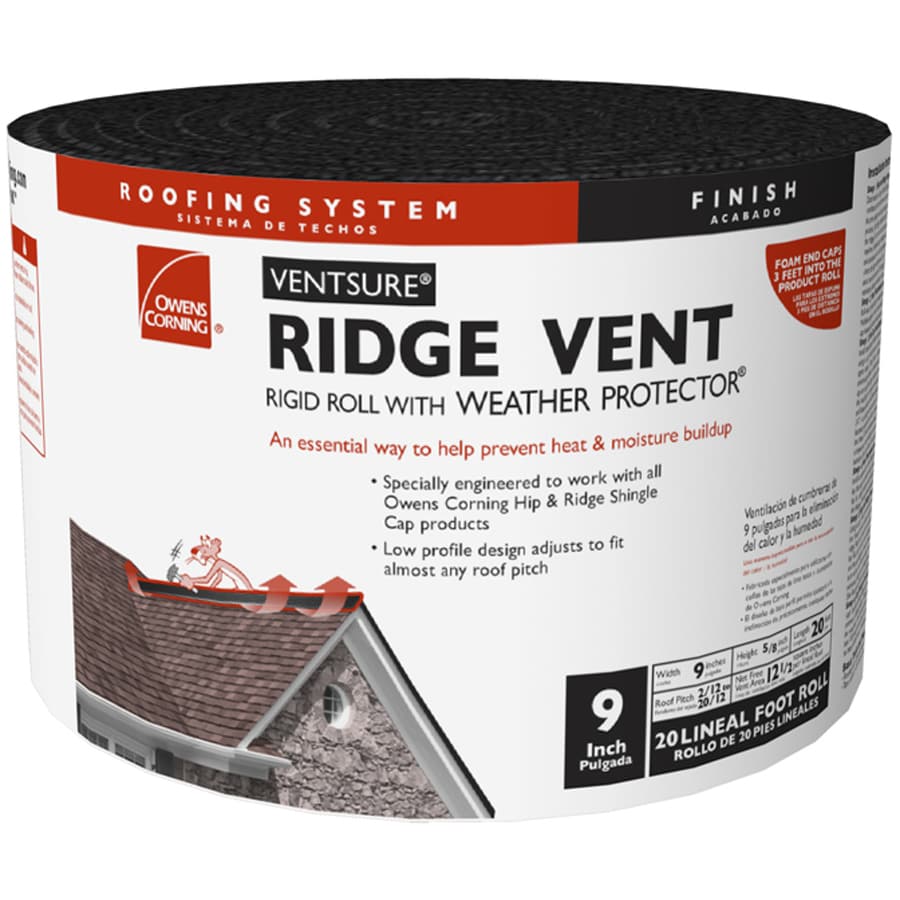 Owens Corning VentSure 9-in x 20-ft Rigid Roll Ridge Vent with Weather Protector Guard (RR04)