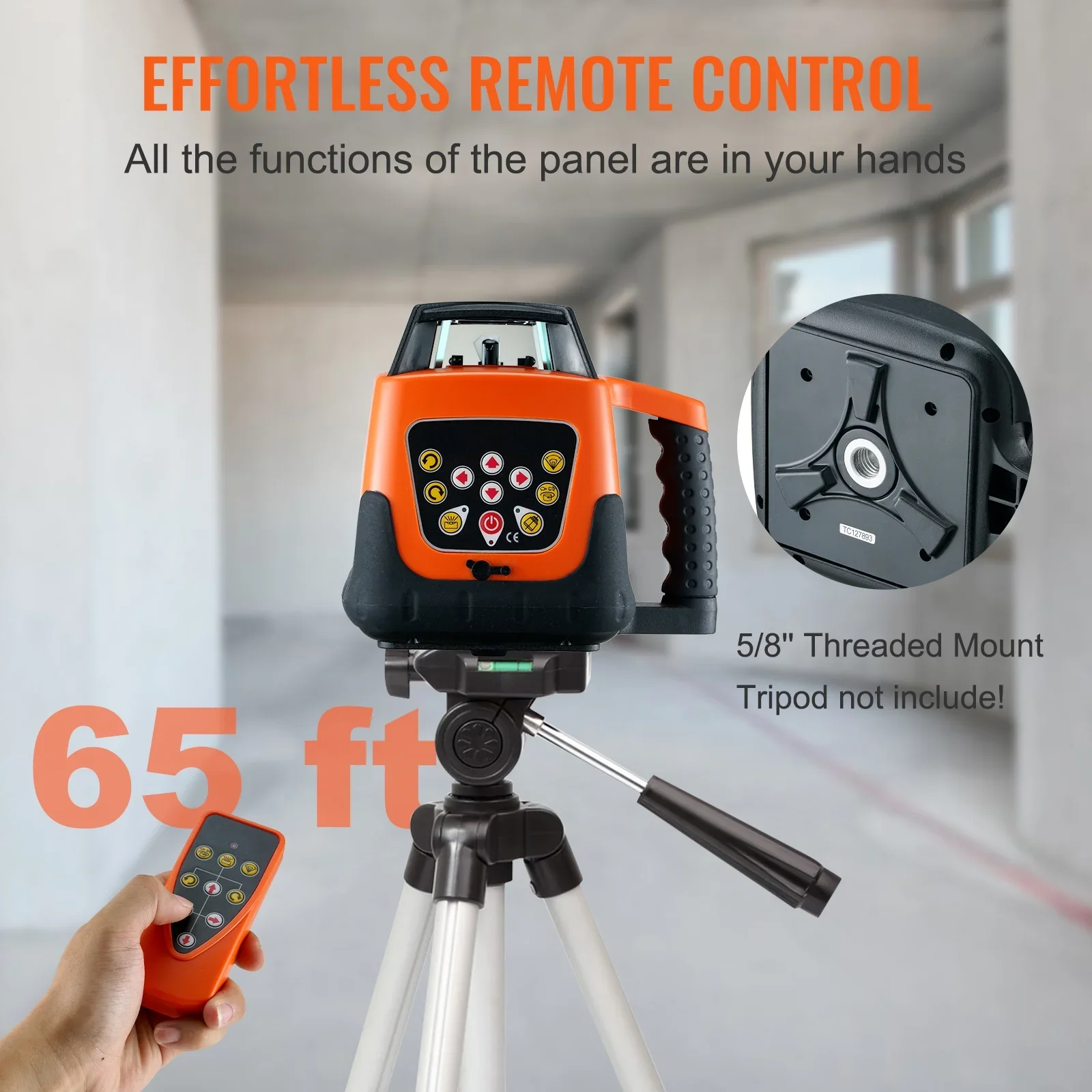 KFFKFF Laser Level, 1650ft Range, 360�� Self-Leveling Red Cross Line, Adjustable 5 Speeds & 4 Scan Angles, IP66 Water-Resistant, Remote & Manual Modes, Includes Battery