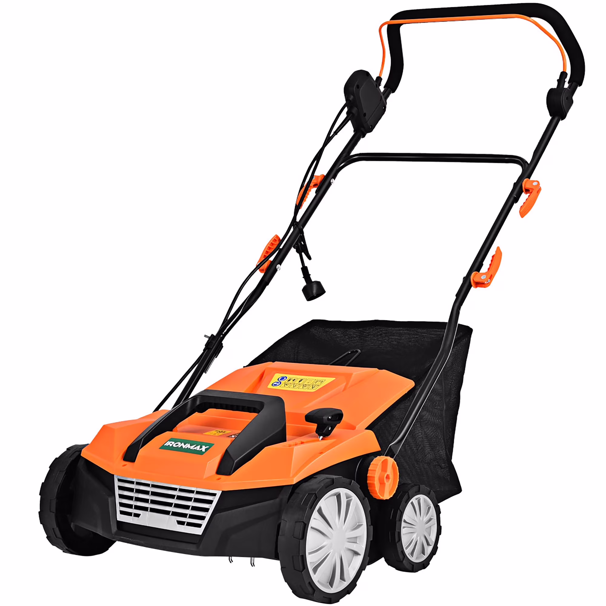 13Amp Corded Scarifier 15" Electric Lawn Dethatcher w/50L Collection Bag Orange(Orange)